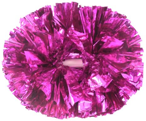 Hooshing Cheerleading-Pompons, metallisch, Hot Pink, für Kinder und Erwachsene, zum Anfeuern, Festivals, Sport, temperamentvolles Tanztraining, 6 Stück