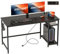 JOISCOPE Schreibtisch, Kleiner weißer Schreibtisch mit Desktop-Steckdose für das Home Office, Schreibtisch mit USB- und Type-C-Buchse, Solide Konstruktion, 140cm, Schwarz