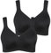 Ulla Popken Damen Mikrofaser, 2er-Pack, ohne Bügel, vorgeformte Cups BH, schwarz, 95B