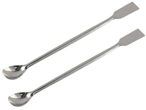CVNRCLP 7.9in Stainless Steel Lab Spatula - Double-Ended Laboratory Sampling Spoon with Flat Square & Spoon Ends for Precise Measurement and Mixing.