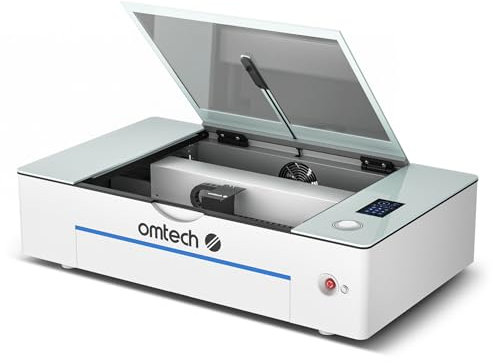 OMTech Polar Plus Laser 55W Desktop Laser Cutter mit 510x300mm Gravurfläche Desktop CO2 Laser Graviermaschine Laserschneider mit 2 Drehachsen, 5 MP-Kamera, Rauchabzug, Wasserkühler, Ausgangsleistung