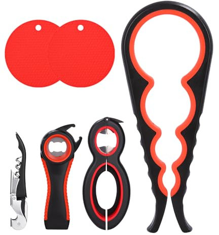 6 Stück Multifunktions Flaschenöffner 6-in-1 – Glasöffner, Dosenöffner, Schraubdeckelöffner, Greifer – Praktisch für Haushalt