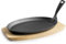 Lacor - 25867 - Vassoio Ovale con Manico Staccabile, Ghisa, Base in Legno, Adatto per Induzione, 27x17 cm