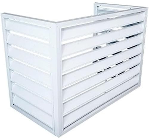 Aluminium-Fensterladen-Sichtschutzzaun, Freistehender Lamellen-Raumteiler, Klimaanlagen-Sichtschutzzaun Dekorativer Bildschirm, Robust Und Langlebig (Threewhite 110 * 60 * 80cm/43 * 24 * 32in)