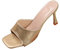 KKvoPiQ Sandali da donna con tacco alto, sandali con tacco alto, scarpe da sposa, scarpe da donna, basse, estive, divertenti, colore nero, eleganti, con suola fissa chiusa, gold, 42 EU