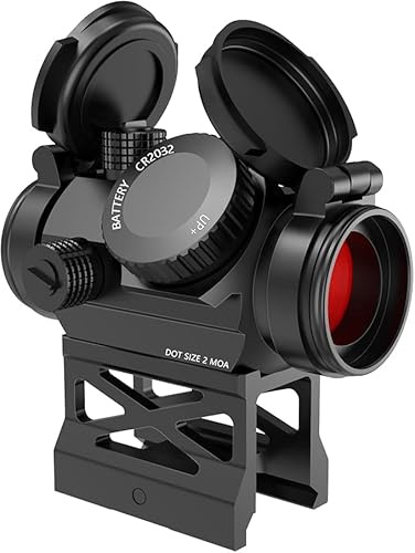 UUQ Shake Awake Red Dot Sight-1x20mm 2MOA 12Brightness Compact Rifle Scope with Absolute Cowitness Riser and Low Profile Mount,Flip Up Lens Covers.Low-Power Consumption Optics for Rlfles and Shotguns
