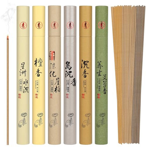 AUAUY 6er-Pack Räucherstäbchen Set, je 20 Gramm | Perfekt für Yoga, Kirche, Aromatherapie, Entspannung, Meditation