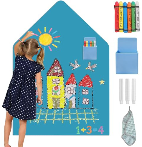 Magnettafel Kinder wand，Magnetwand kinder Selbstklebend，whiteboard Magnettafel 100 x 80 cm Hausform-Montessori Magnetfolie selbstklebend stark (Meeresblau, 100x80cm)