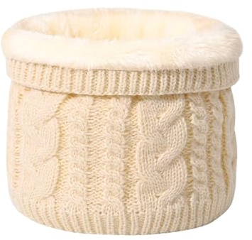 LUFFLOK Cache-cou Hiver Écharpe Doublé en Polaire, Snood Blanc pour Femmes et Hommes, Thermique Tour de Cou Multifonctionnel Beanie, Cache-Élastique Épais pour le Ski Moto Vélo