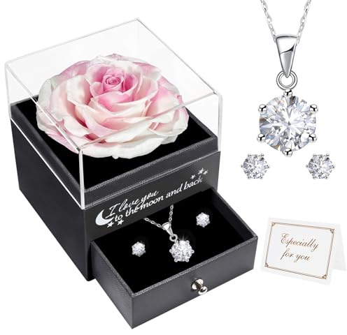 Miofula Rose Eternelle Coffret Cadeau Femme,Cadeau Fete des Meres,Fleur Eternelle Je t'aime Rose Femme Cadeau Anniversaire Femmes,Cadeau Fête des Mères pour Maman
