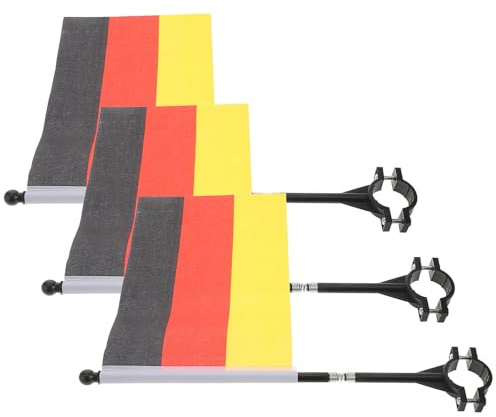 Housoutil 3 Stück pack Deutschland Fahrradflaggen mit Stange Sicherheitsfahnen Dekorative Fahrradfahnen für Lenker Vielseitiges Fahrrad und Motorrad Zubehör