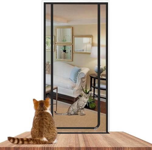 tylxayoxa Katzengitter-Türnetz for Balkon, Haustiere, Verhindert Das Laufen Von Katzen, Netz for Wohnzimmer, Schlafzimmer, Küche – Geeignet for Größe: 100 X 220 cm(Black,80x210cm)