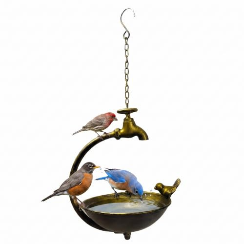 Dasellfa Vogeltränke Hängend Metall, Winterfest Vogelbad Balkon Garten | Deko Vogelfutterhaus Wildvögel, Futterschale & Wasserschale für Draußen, Futterstation Insektentränke Bienentränke