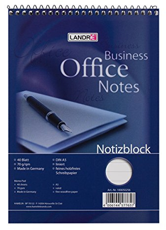 LANDRÉ 100050256 LANDR Briefblock Business Office Notes, DIN A4, liniert