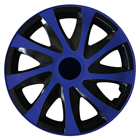 (Farbe und Größe wählbar) 15 Zoll Radkappen Draco (Schwarz-Blau) + Eingangsmatte passend für Fast alle Fahrzeugtypen (universal) …
