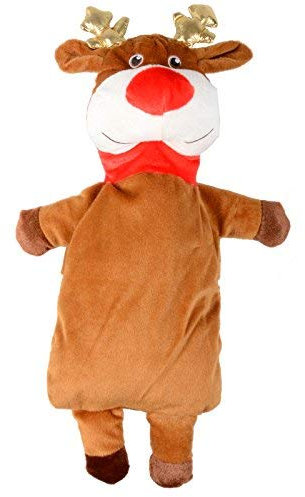 Novelty Christmas Hot Water Bottle with Xmas Festive Removable Cover - Reindeer