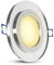 SSC-LUXon flacher Design Glas Einbaustrahler inklusive fourSTEP LED Leuchtmittel 4W warmweiß 230V - Einbau Deckenleuchte rund silber
