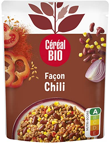 Céréal Bio Façon Chili - Haricots rouges, Maïs doux, Epices - Sachet Micro-ondable, Rapide à Réchauffer - Végan et Bio - 220g - 208496