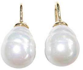 Kleine weiße Perlen-Ohrringe Ohr-Hänger Barockglas-Perle Bügel Sterling-Silber vergoldet elegant klassisch Mädchen Geschenk Heide Heinzendorff
