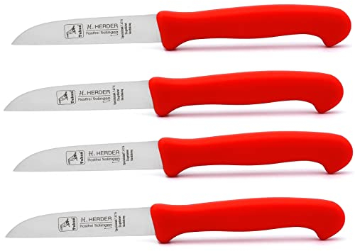 4 Herder Solingen Küchenmesser Solinger Gemüsemesser Rostfrei Kunststoff-Griff rot
