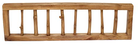 Brillibrum Porte-manteau design en bois de teck - 80 cm - Fait à la main - En bois recyclé - Style shabby chic - Crochets à vêtements - 8 crochets