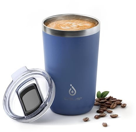 Ideus 20 oz Tumbler, Travel Coffee Mug with Splash Proof Sliding Lid, Double Wall Stainless Steel Vacuum Insulated Coffee Mug for Home and Office, Keep Beverages Hot or Cold (Ocean Blue)