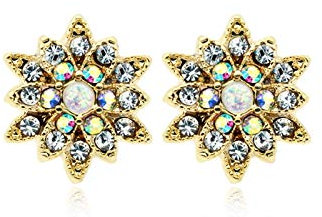 Treuheld® Ohrstecker mit Kristall-Blume und Glitzer | 3 Farben [02.] - gold