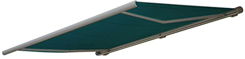 Mendler Elektrische Kassettenmarkise T122, Markise Vollkassette 4x3m - Polyester blau-grün, Rahmen grau