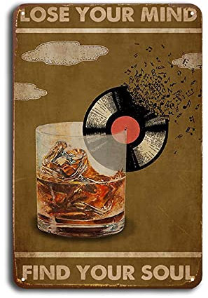 AXCISXK Musikposter – Lose Your Mind Find Your Soul Poster, klassisches Metallschild, Metallposter, Blechschild, Vintage-Wanddekoration für Bar, Pub, Club, Männerhöhle, Metallschilder, 30,5 x 40,6 cm