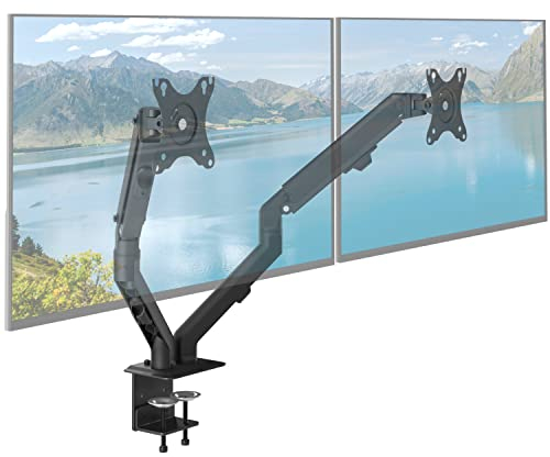 ACROPAQ - 2 Monitorarme - Gasdruckfeder - 360° drehbar, für 13 bis 27 Zoll Bildschirme - Monitor Halterung 2 Monitore - Schwarz