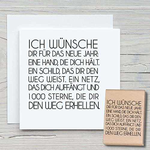 NEWSTAMPS Stempel Wünsche Dir für das neue Jahr Motivstempel groß aus Holz & Gummi zum Karten basteln, Holzstempel, Sprüche, Spruchstempel, Textstempel, Schrift, Scrapbook, Textilstempel, Deko