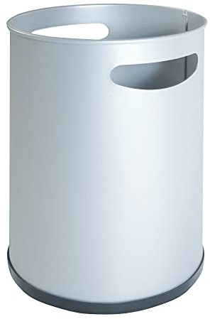 OFITURIA® Papelera de Interior Metálica Capacidad 12 litros Color Plata con Asas Ideal para Escritorio y Oficina
