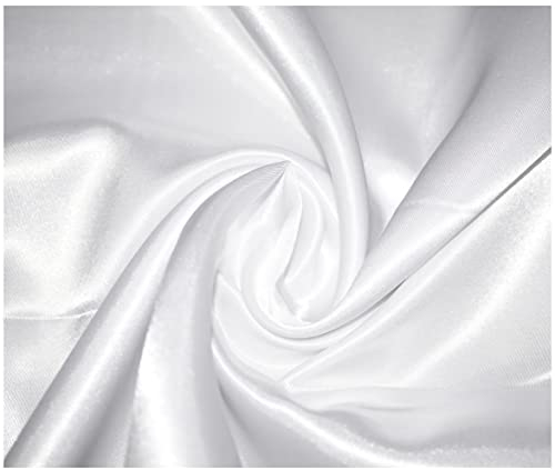 Silky Satin Polyester Fabric for Dressmaking Wedding Crafts Quilting Sewing 150cm Wide (500 x 150cm / 197 x 60, White)