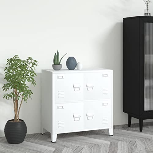 Gecheer Arkivskåp med hylla industriellt kontorsskåp verktygsskåp metallskåp stålskåp förvaringsskåp materialskåp stål vit 75 x 40 x 80 cm