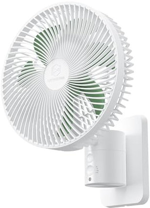 Ventilador oscilante montado en la pared de 8 pulgadas con control remoto, temporizador y ajustes de 4 velocidades, inclinación ajustable, cable de 70 pulgadas ultra silencioso, potente, 7 cuchillas,