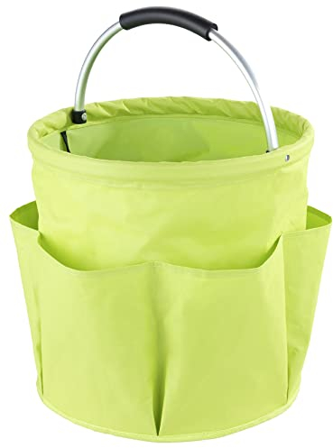Maximex Universal Reinigungs-Caddy XL Grün, 34l Hauptfach mit 6 Taschen für Utensilien & gepolstertem Griff, Wasserabweisend, Faltbar, Für zuhause & unterwegs, Belastbar: 10kg, Polyester, Ø35x35cm