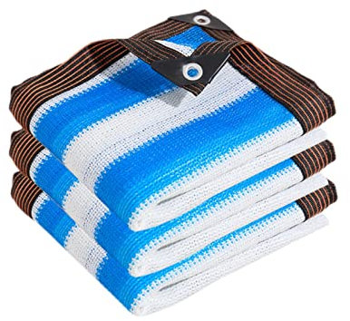 LIGUOYI Bleu Blanc Pergola Voile Dombrage Rectangulaire Aéré, 95% Crème Solaire Antis UV Respirant Perméable Facile À Installer Résistant À L'arrachement, pour Jardin Serre Toile Ombrage 4x6m