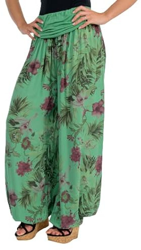 Malito - Damen Haremshose floraler Blumen Print - atmungsaktive Pumphose - dünne Freizeit Strandhose - hautfreundliche Aladinhose 8939 (XS-XL)