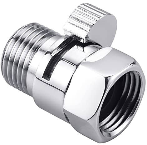 Water Flow Control Valve, Arofa Shower Head Shut Off Valve Solid Brass G1/2 Flow Pressure Regulator (Female and Male) Shower Shut Off Valve for Handheld Shower, Bidet Sprayer, Brushed Nickel