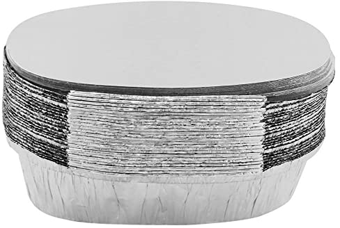 600ML Disposable Aluminium Foil Containers Oval Pie Dishes with Lids -Ideal for Baking, BBQ, Cooking Christmas Party and Meal Prep Tray Disposable Pans Perfect for Home and Takeaway (25)