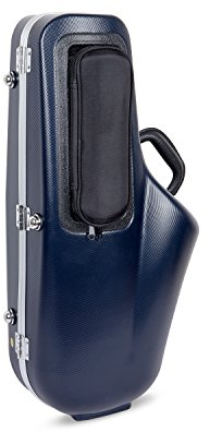 Crossrock Custodia Contour in ABS per Sassofono Contralto | Finitura Blu con Motivo a Diamante, Interno in Velluto Blu Scuro, Tasca Accessori, Chiusura di Sicurezza – Guscio Rigido