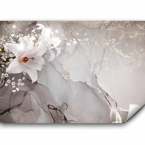 murando Fototapete Premium-Vlies Blumen Lilien 400x280cm Foto Tapete Schlafzimmer Wohnzimmer Vliestapete XXL Wandtapete Motivtapeten Bildtapete 3d Effekt Wand Dekoration Flur 3D Effekt bokeh grau