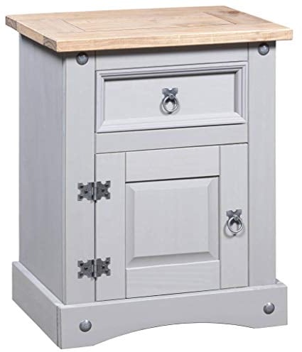 Festnight Nachttisch Holz Vintage Nachtschrank mit Schublade Mexiko-Stil Nachtkommode Beistelltisch Sofatisch Schlafzimmertisch Klein Schrank Schlafzimmer Wohnzimmer Massivholz