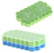 Ice Cube Tray With Lid, 2 Pcs Silicone Ice Cube Tray, Flexible Ice Cube Molds for Freezer, Small Ice Cube Trays, Each Makes 37 Grid Silicone Ice Cube for Chilled Drinks, Whiskey, Cocktail (Blue&Green)