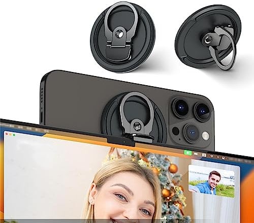 PROfezzion Metal Continuity Camera Mount for Mac Notebooks & Laptops, Compatible with MacBook, MacBook Pro & Air (2017 & Later), iPhone 16/15/14/13/12 Phones & Mag-Safe Case