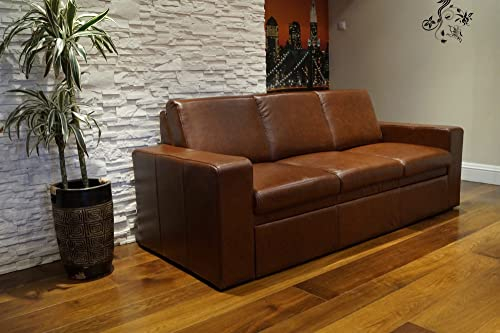 Quattro Meble Braunes Echtleder 3 Sitzer Sofa Atlanta FS Breite 200cm Ledersofa Echt Leder Couch große Farbauswahl !!!
