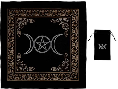 HEMOTON Tischdekorationen Altartuch Tarotkarte Wahrsagerei Tischdecke Dreifachmond Pentagramm Tischdecke Quadratischer Wandbehang Wandteppich Mit Stauraum Für Wicca-Heimdekoration