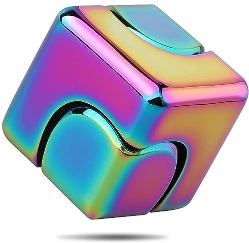 Infinity Fidget Cube Spinner Spielzeug für Kinder Erwachsene, Fidget Puzzle Block Figner Spinner Metall, Cooles Mini Gadget Spielzeug zum Stressabbau, Focus 2 in 1 Spinning für Jungen und Mädchen