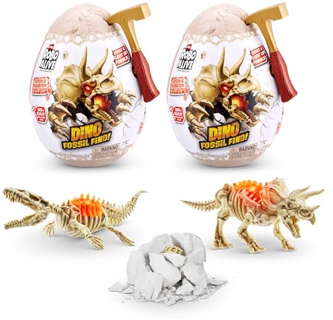 Robo Alive Mini Dino Fossil Find (2er-Pack, Mosasaur & Triceratops)