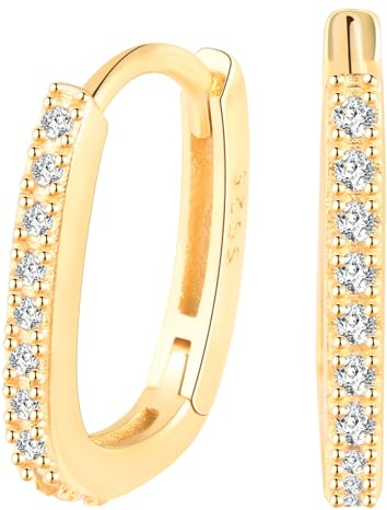 MICGIGI Damen 925 Sterling Silber Ohrringe Einfache U-Form Kubische Zirkonia Ohrringe (Gold)